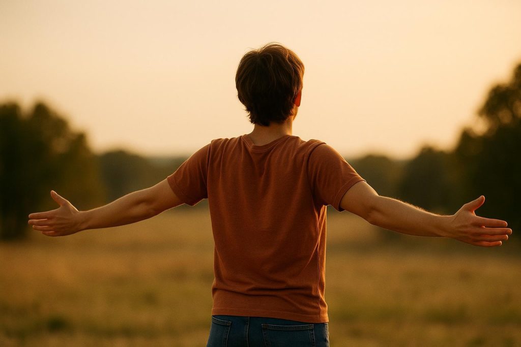 Person with open arms outdoors, symbolizing hope in traumatic brain injury recovery.