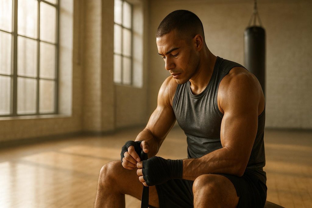 An athlete focusing mentally before practice, illustrating sports psychology effectiveness.