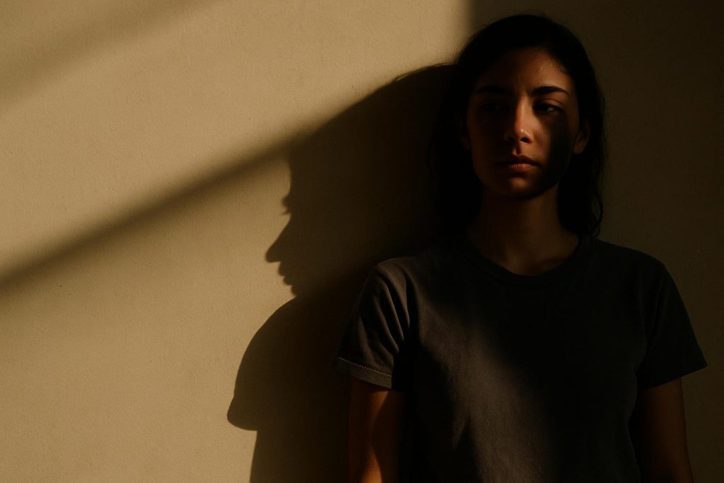 A person in partial shadow, symbolizing borderline personality disorder's emotional complexity.