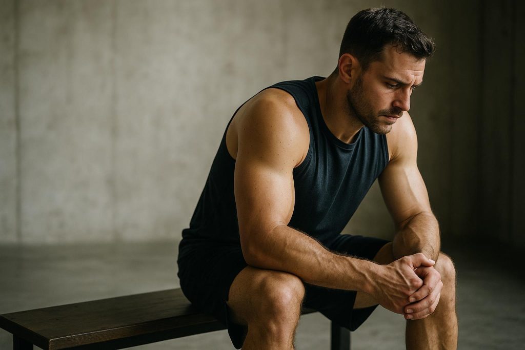 Athlete reflecting on mental wellness during sports injury rehab with help from a sports physiotherapist in Edmonton.