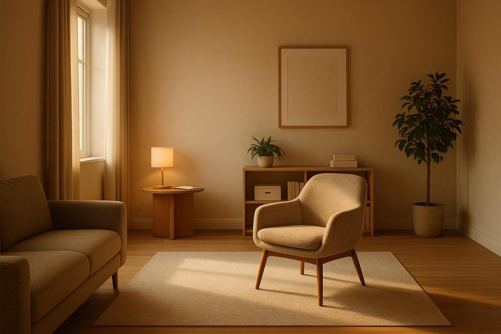 Quiet therapy room reflecting countertransference in psychology.