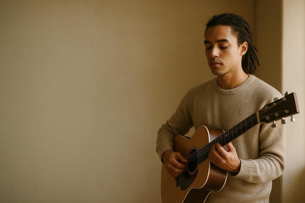 A calm young performer reflecting on evidence-based practice for performance anxiety.
