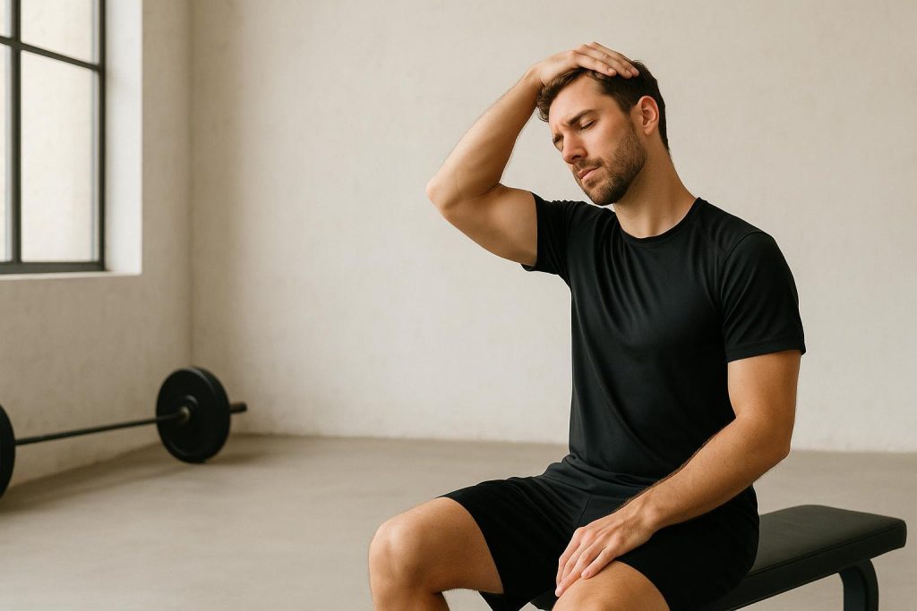 Person strengthening neck muscles to help prevent concussions